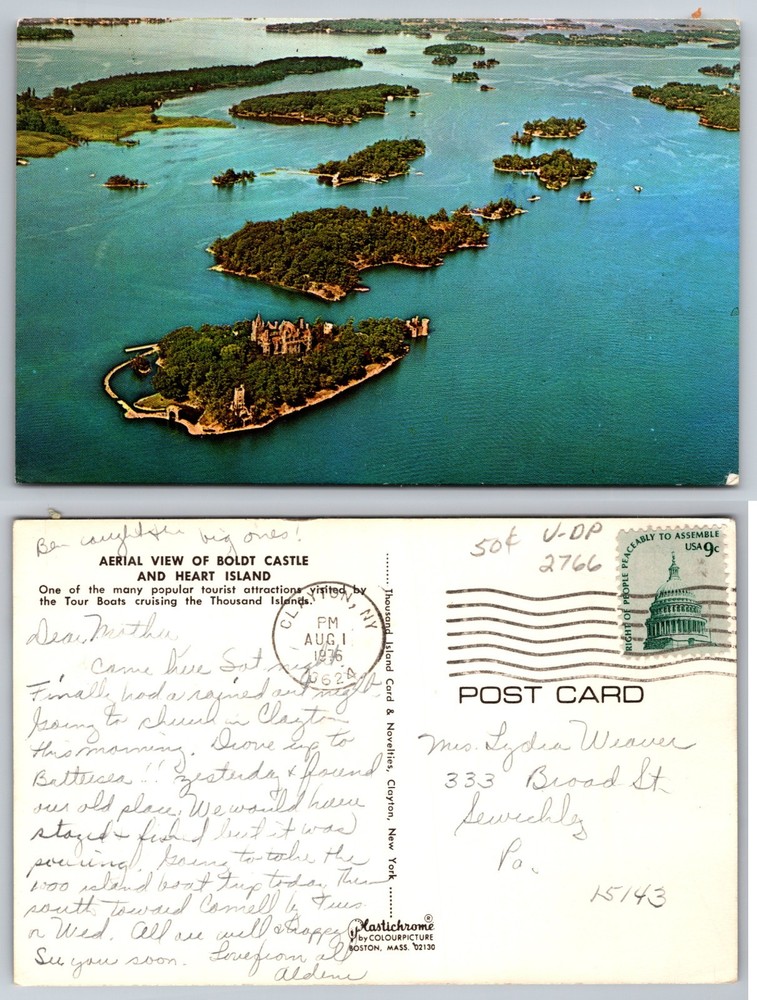 Boldt Castle Heart Island Aerial View Postcard