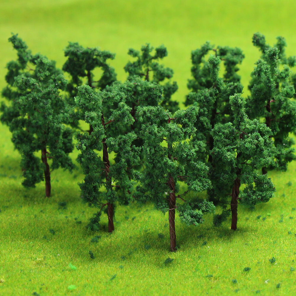 D5020 50pcs N Scale 1:160 Tower Trees 5cm Deep Green Iron Wire Trains Layout