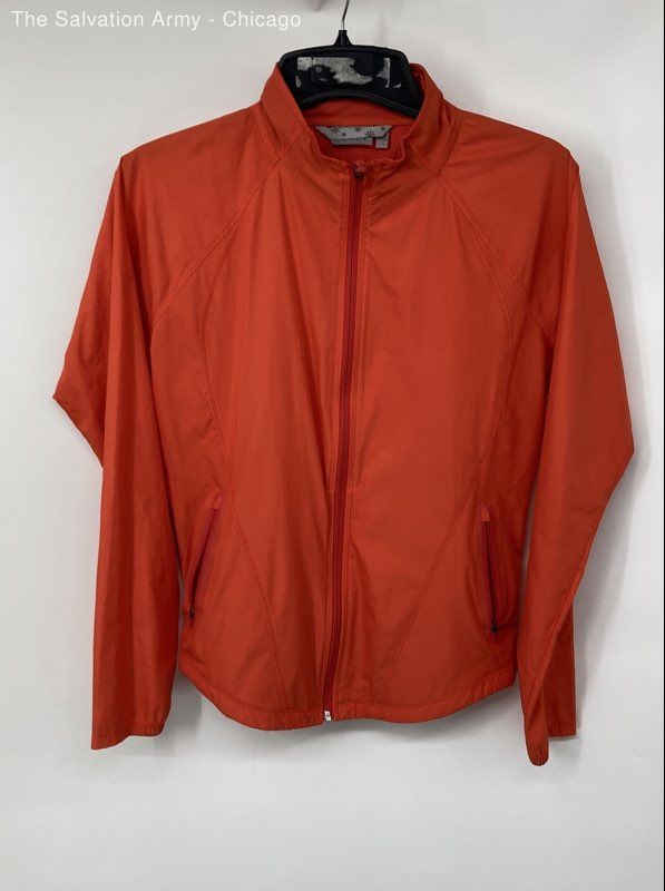 Athleta Womens Orange Long Sleeve Full-Zip Windbreaker Jacket Size Small