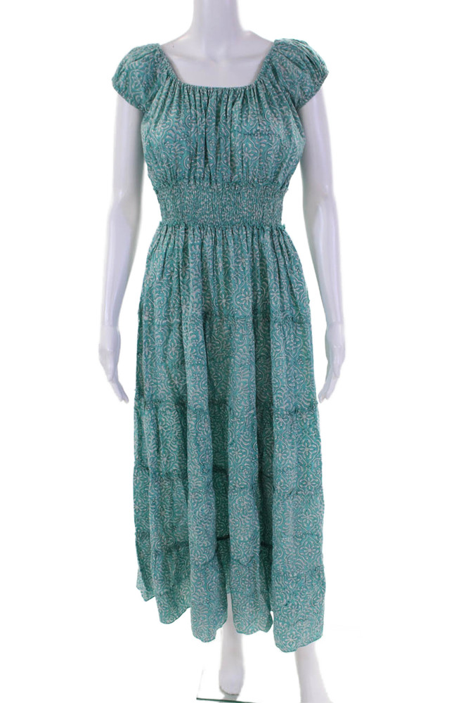 CJ Laing Womens Floral Off Shoulder Short Sleeve Tiered Dress Blue Size SFree Shipping in US $100+ Orders | $6.95 Orders Below