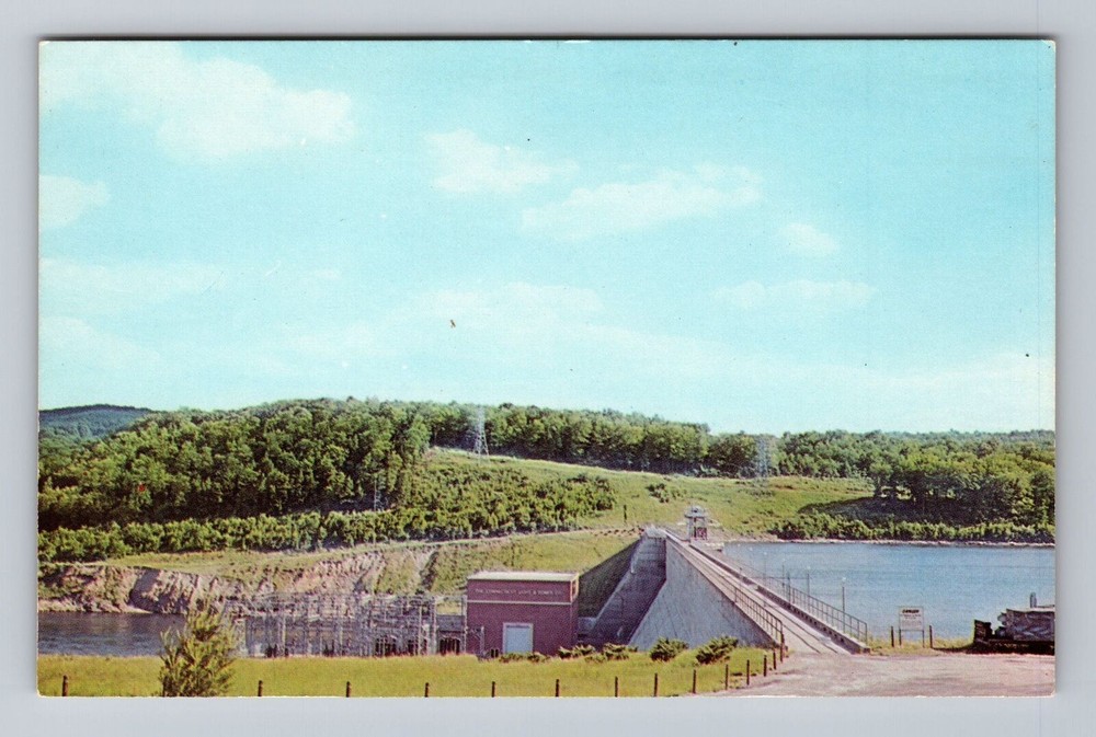 Connecticut Newtown Sandy Hook The Dam At Lake Lillinonah Vintage Postcard