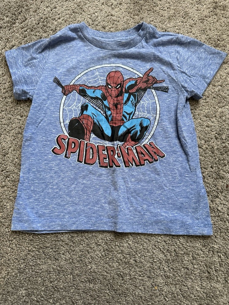 Marvel Spider-Man Blue 2T Graphic Print Short Sleeve T-Shirt Polyester Cotton
