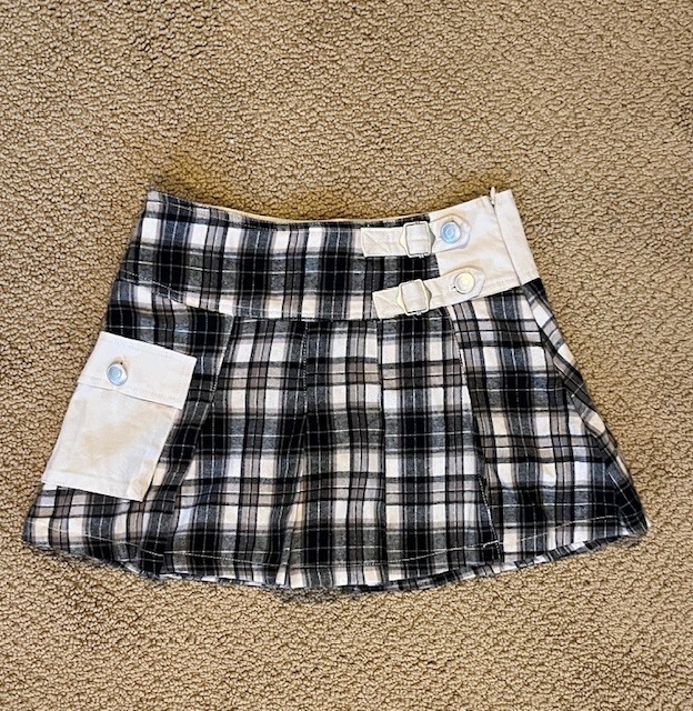 LA Hearts PacSun black ivory plaid low rise skirt womens XS
