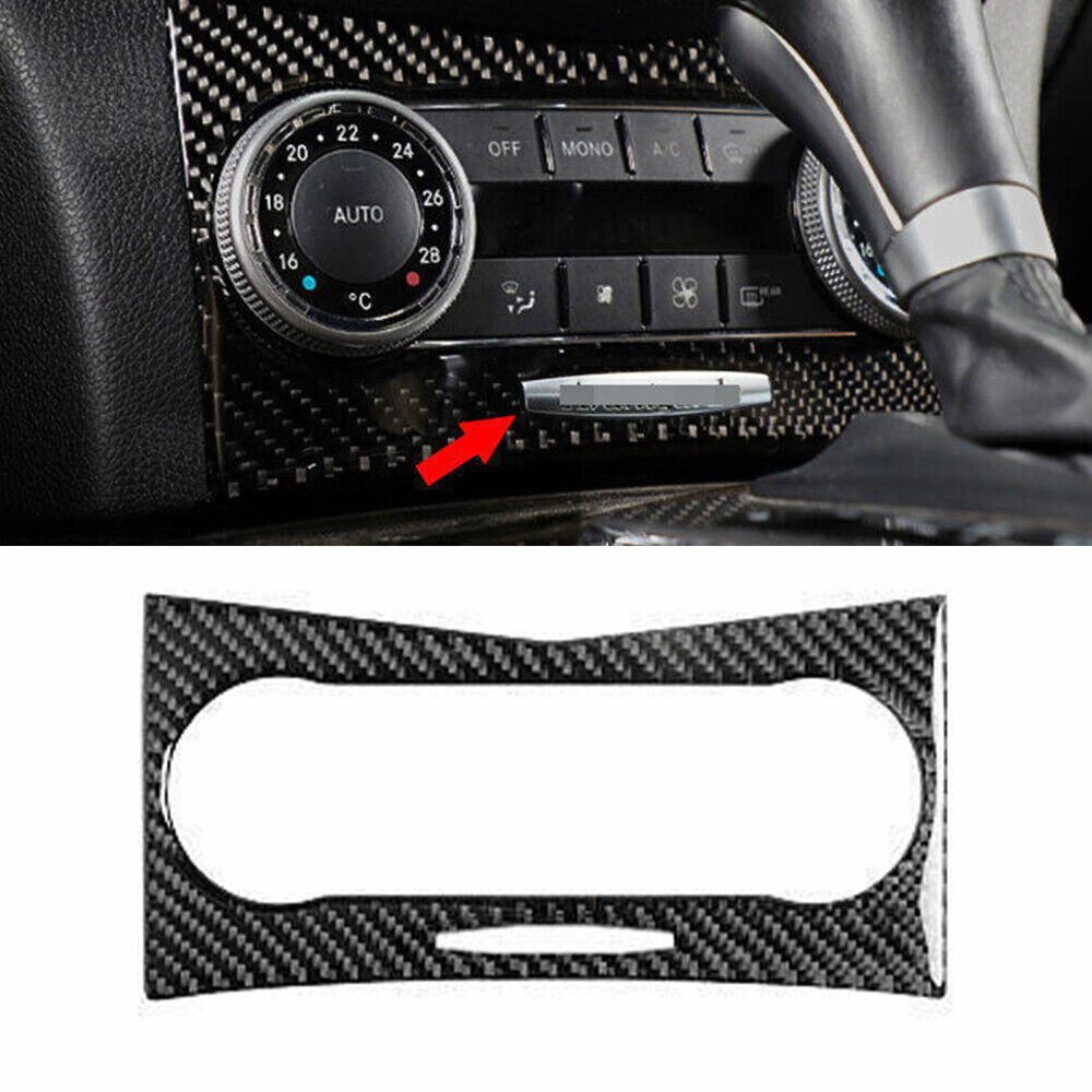 For Benz C-Class 2007-10 Real Carbon Fiber Console AC Switch Control Cover Trim