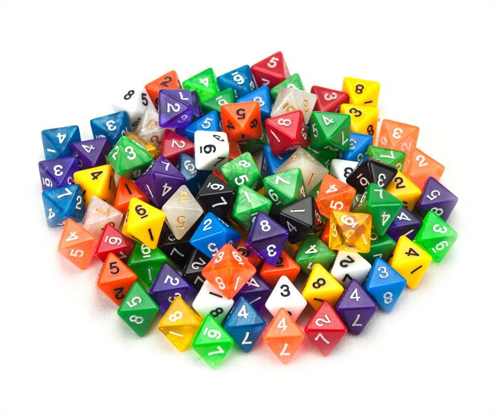 100+ Mixed Random Bulk Lot of NEW Wiz Dice DND d8 Polyhedral Gaming Dice