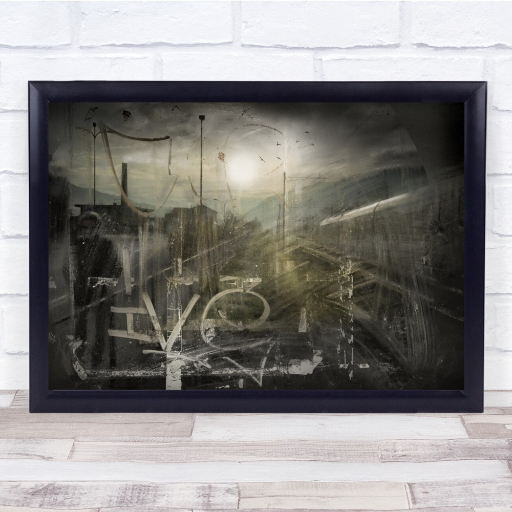 Street Letters Sun Distorted Sky Skies Sunlight Glass Pole Man Wall Art Print