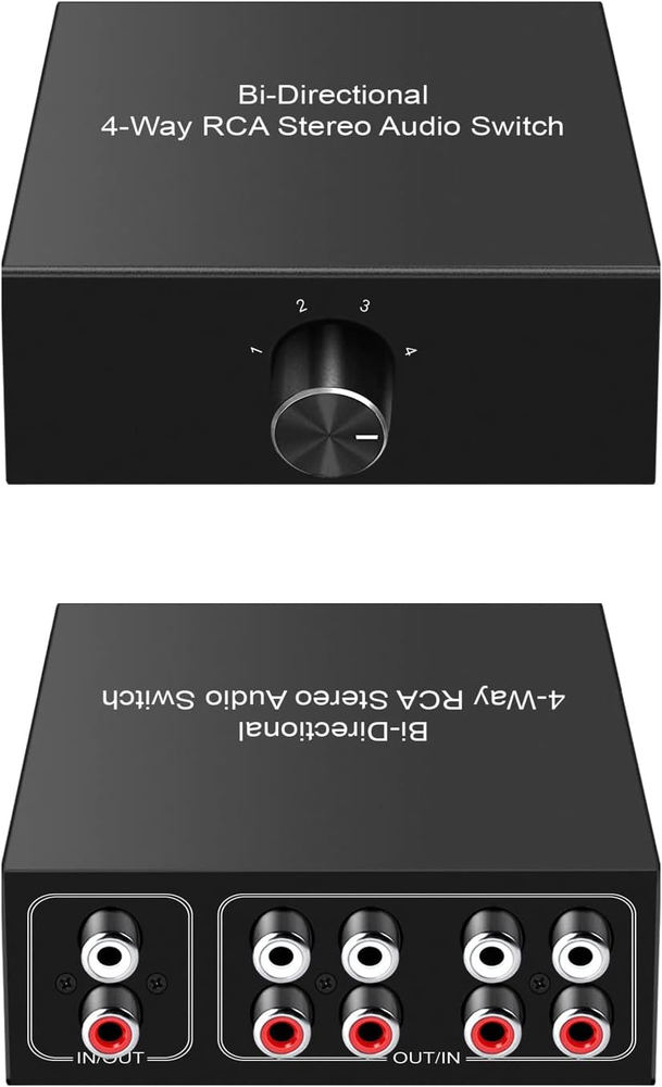 Audio Switcher Bi-Directional 4-Way RCA Stereo Audio Switch L/R Stereo Audio Spl