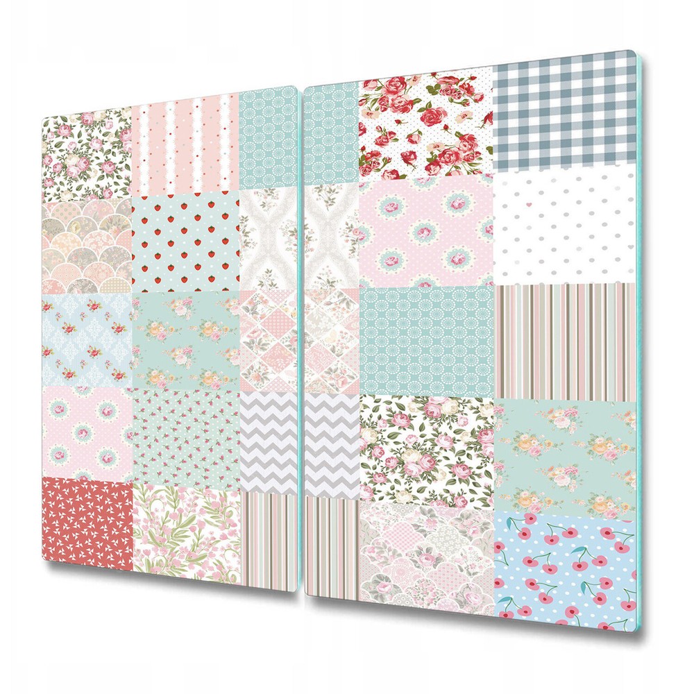 Glass Chopping Board Utensil Board Patchwork room Vintage style 2x30x52