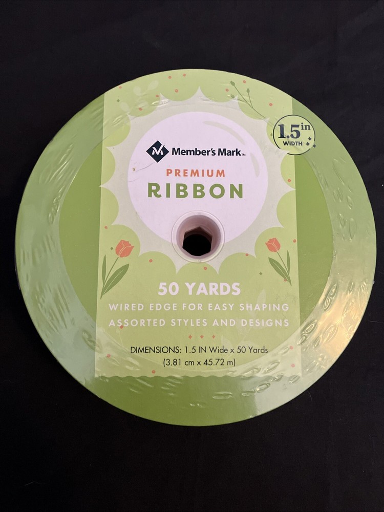 Members Mark 1-1/2 Inch Pink Wired Ribbon 50 Yards Roll Stylish Gift Wrap