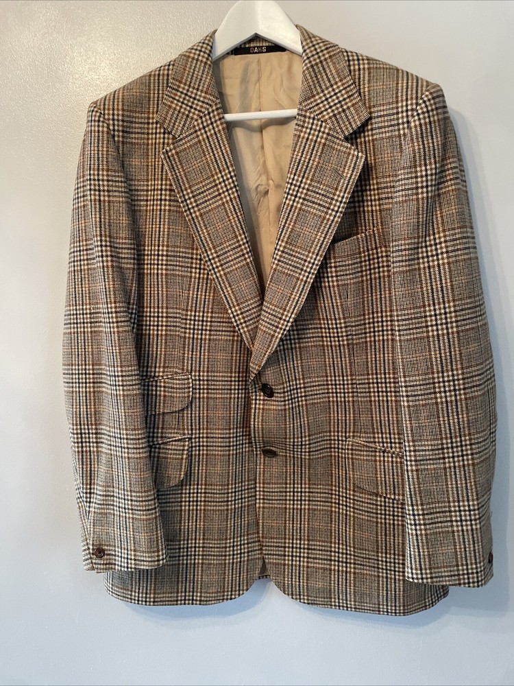 DAKS TWEED JACKET BLAZER Mens 44 R Signature Check Worn Once Mint Condition