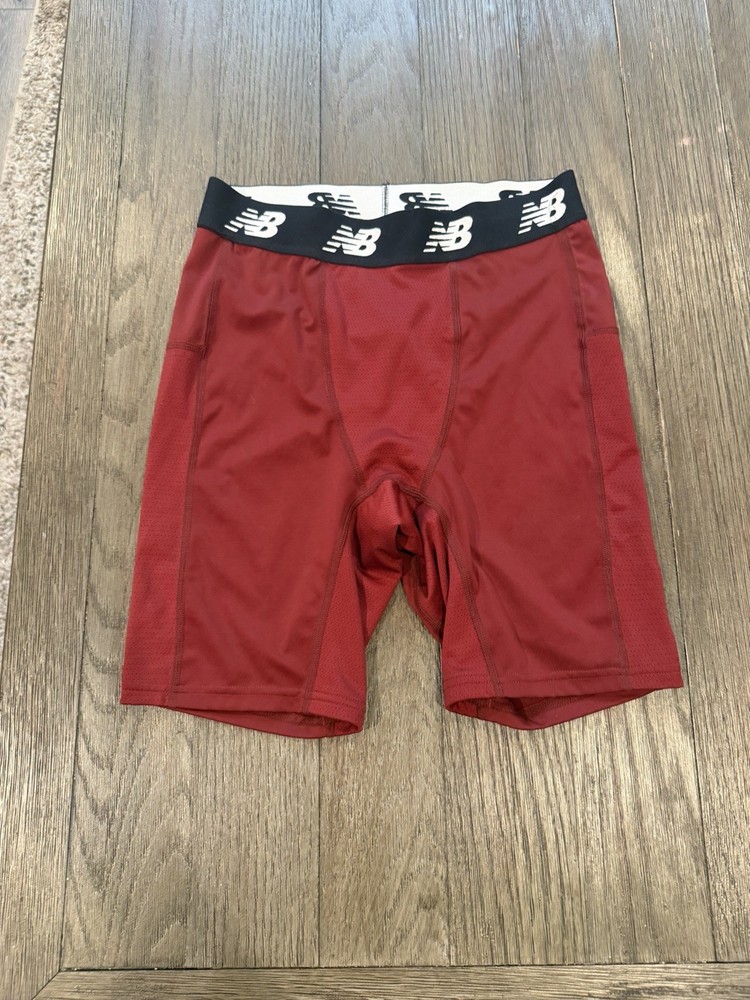 Mens New Balance Compression Shorts Running Half Tights burgundy L