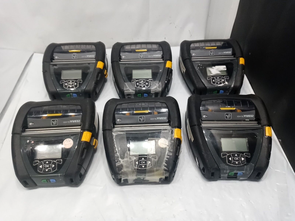 6 Zebra QLn420 Mobile Direct Thermal Label Printers - As Is - See Pics