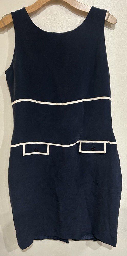 Design By Pat Argenti 100% Silk Midi Dress Career Workplace Size 14 Button