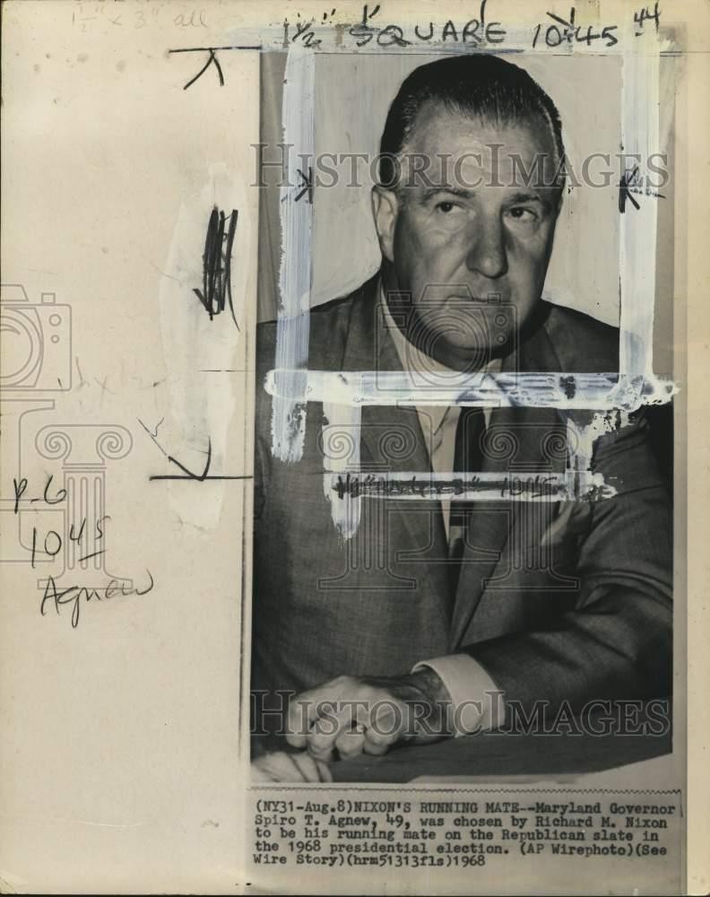1968 Press Photo Maryland Governor & vice presidential nominee Spiro T. Agnew