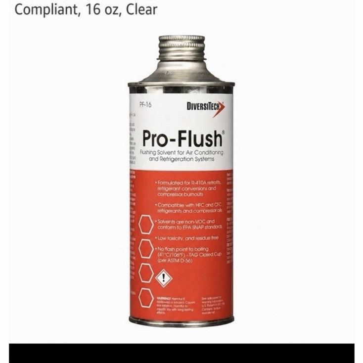 DiversiTech PF-16 Pro-Flush Compliant Flush Flushing Solvent, 16 oz, Clear