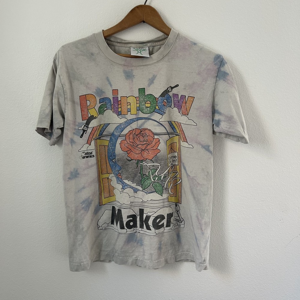 Online Ceramics T-shirt Mens Small Rainbow Maker Tie Dye