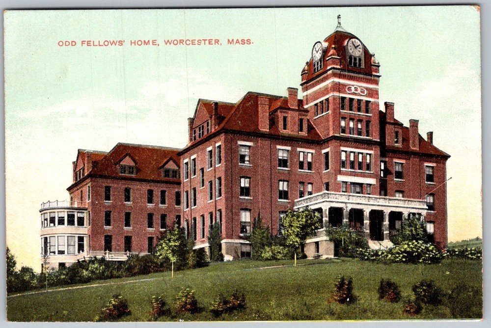 Antique Postcard Odd Fellows Home Worcester, MA 1910s