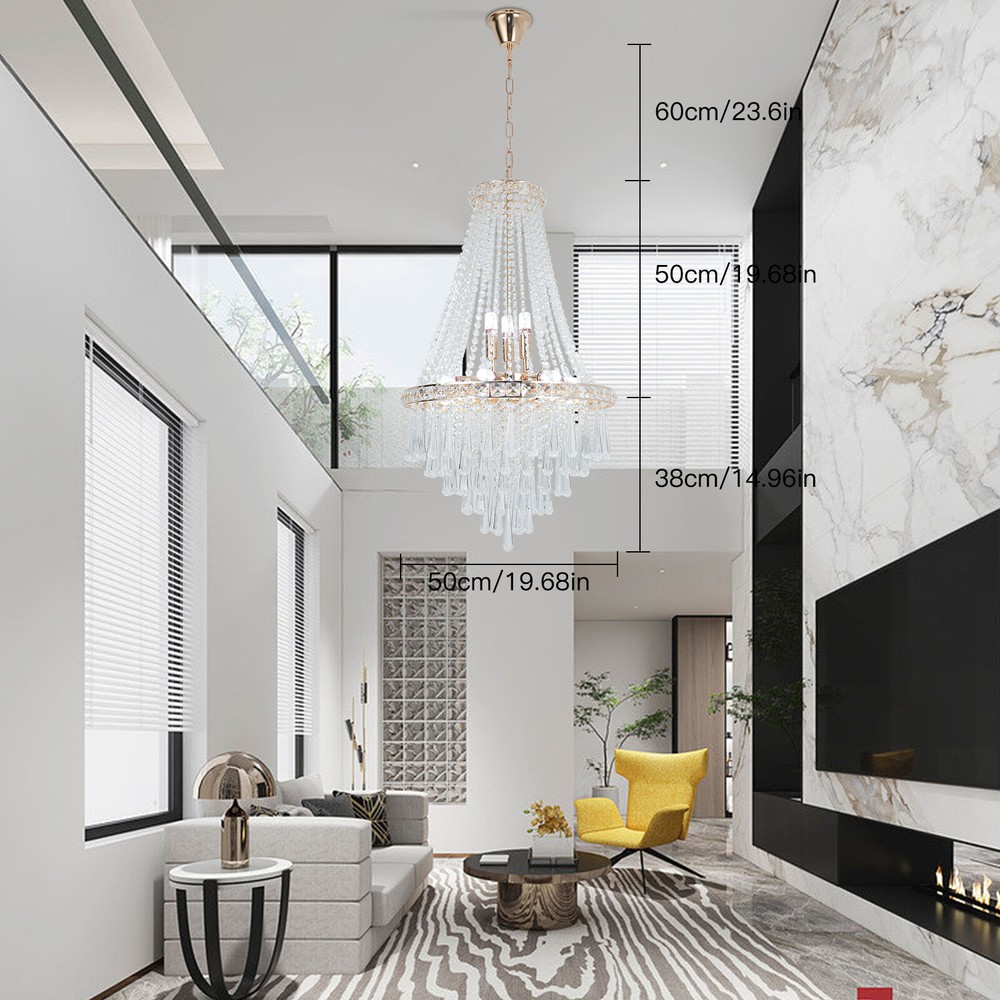 Elegant Crystal Drop Pendant Lamp 40W Chandelier 110-120V