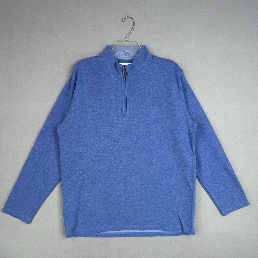 Mizzen Main Sweater Mens Extra Large Blue Pullover 1/4 Zip Preppy Performance