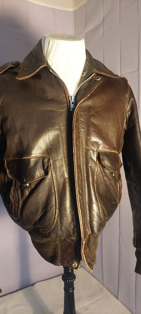Vintage Schott I-S-674-M-S  Brown Bomber Jacket Size 40 Made In USA 🇺🇸