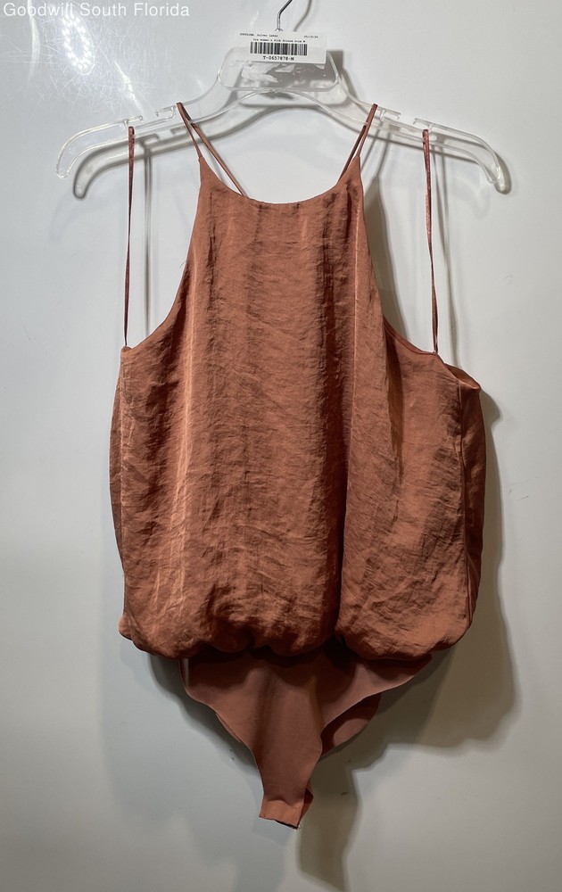 Zara Womens Pink Sleeveless Racerback Crew Neck Bodysuit Tank Top Size Medium