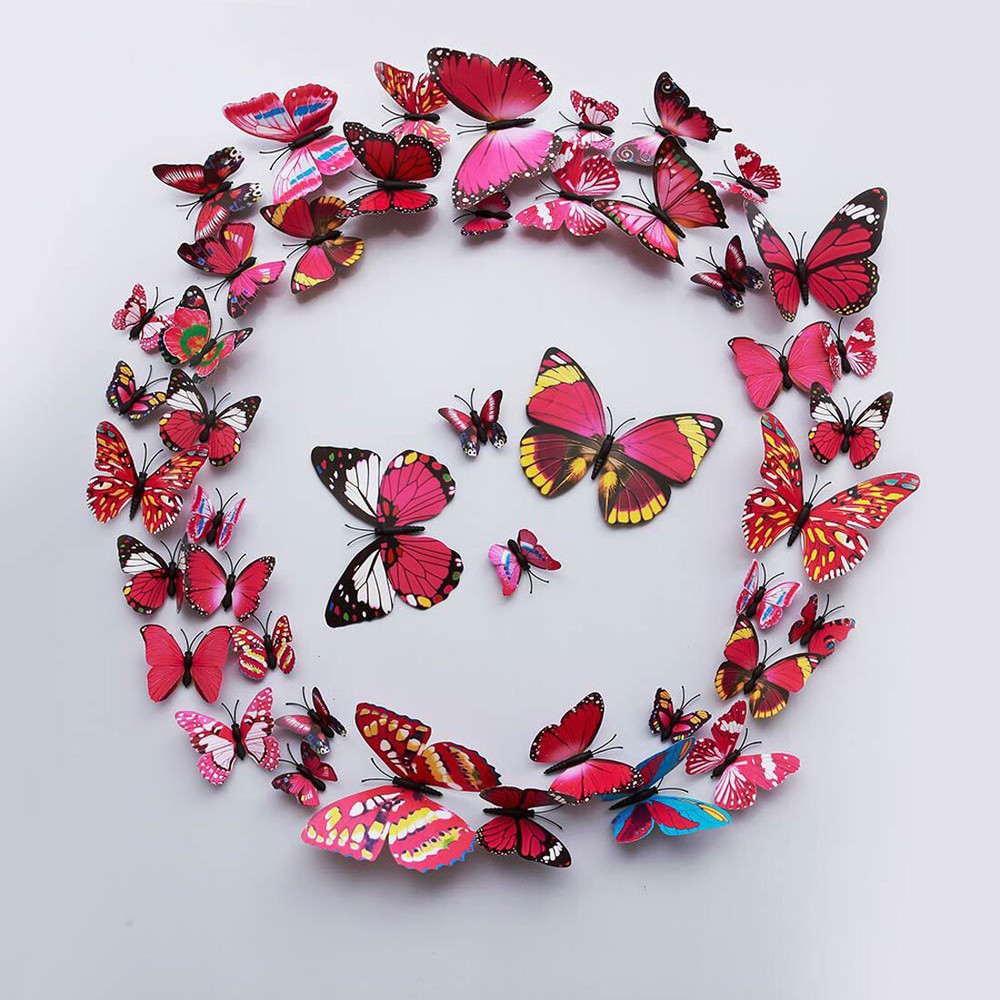 12Pcs 3D Butterfly Fridge Magnets for Kids Room Wall Decor