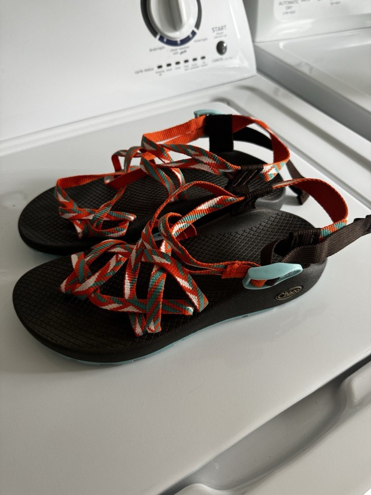 Chaco Zvolv X2 Women's 9 Orange Blue Strappy Athletic Hiking Waterproof Sandal