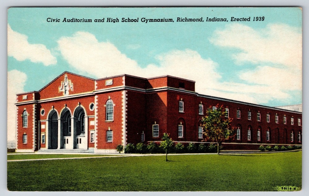 Richmond Indiana~Civic Auditorium & High School Gymnasium~Vintage Postcard