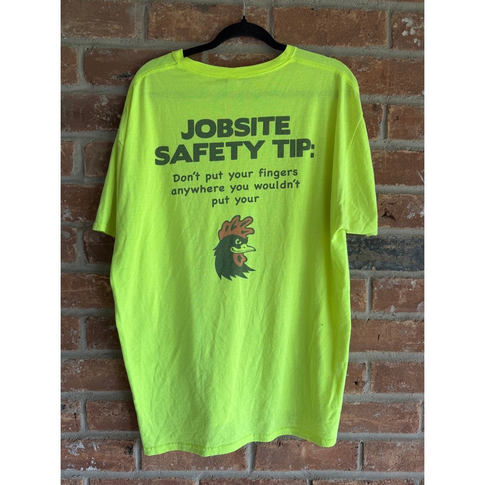 Vintage Safety Shirt Neon Yellow XL Jobsite Graphic Funny Workwear Tee USA