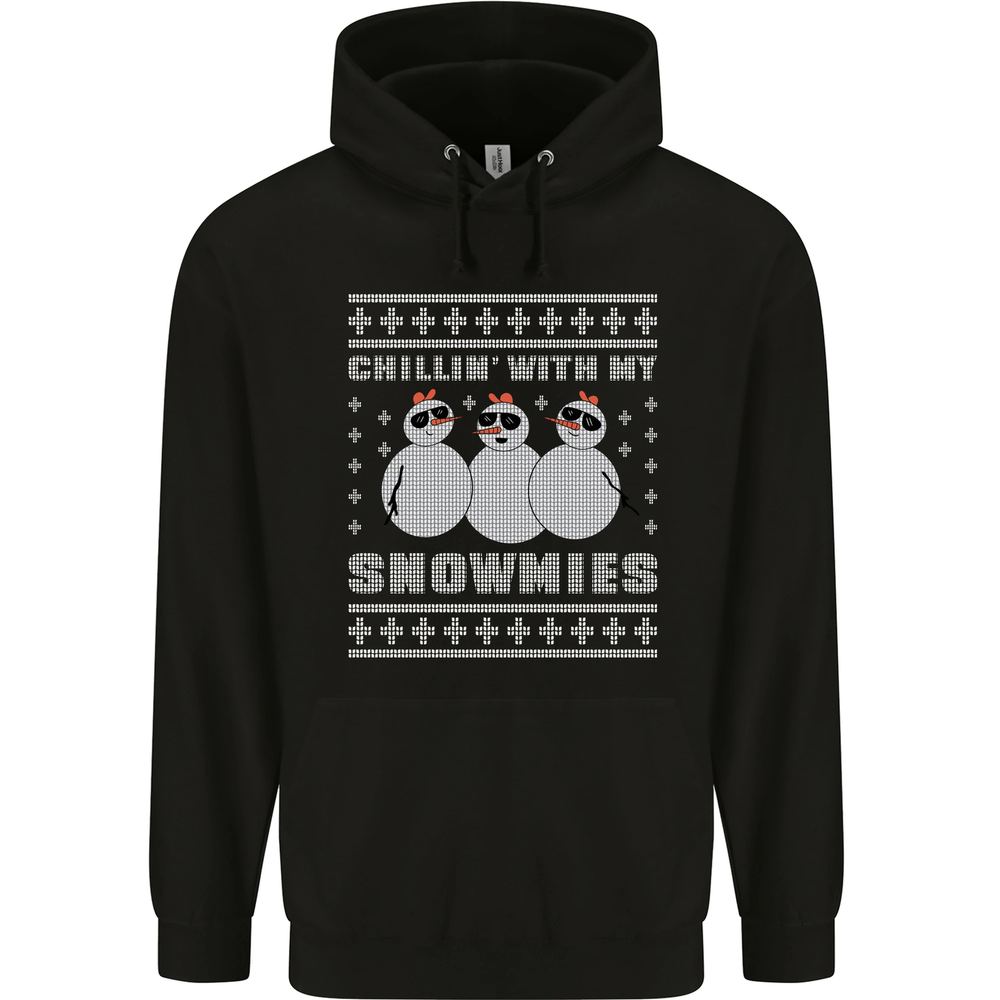 Chillin With My Snowmies Funny Christmas Mens 80% Cotton Hoodie