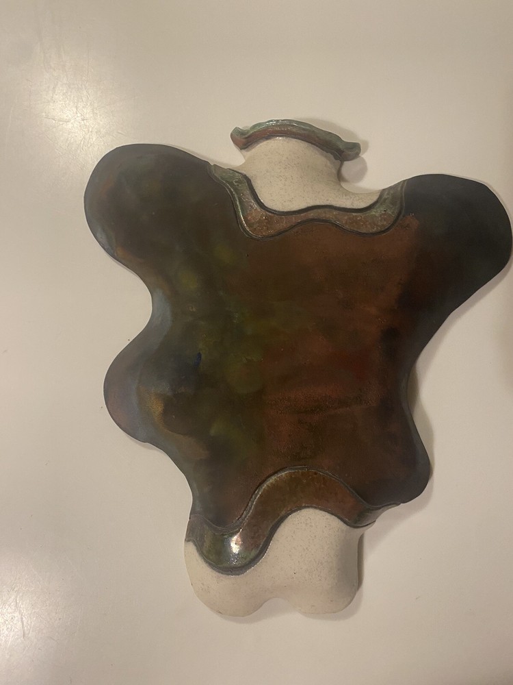 Raku Studio Art Pottery Wall Sculpture by Robynn Fulfs 12x11 Inches-image