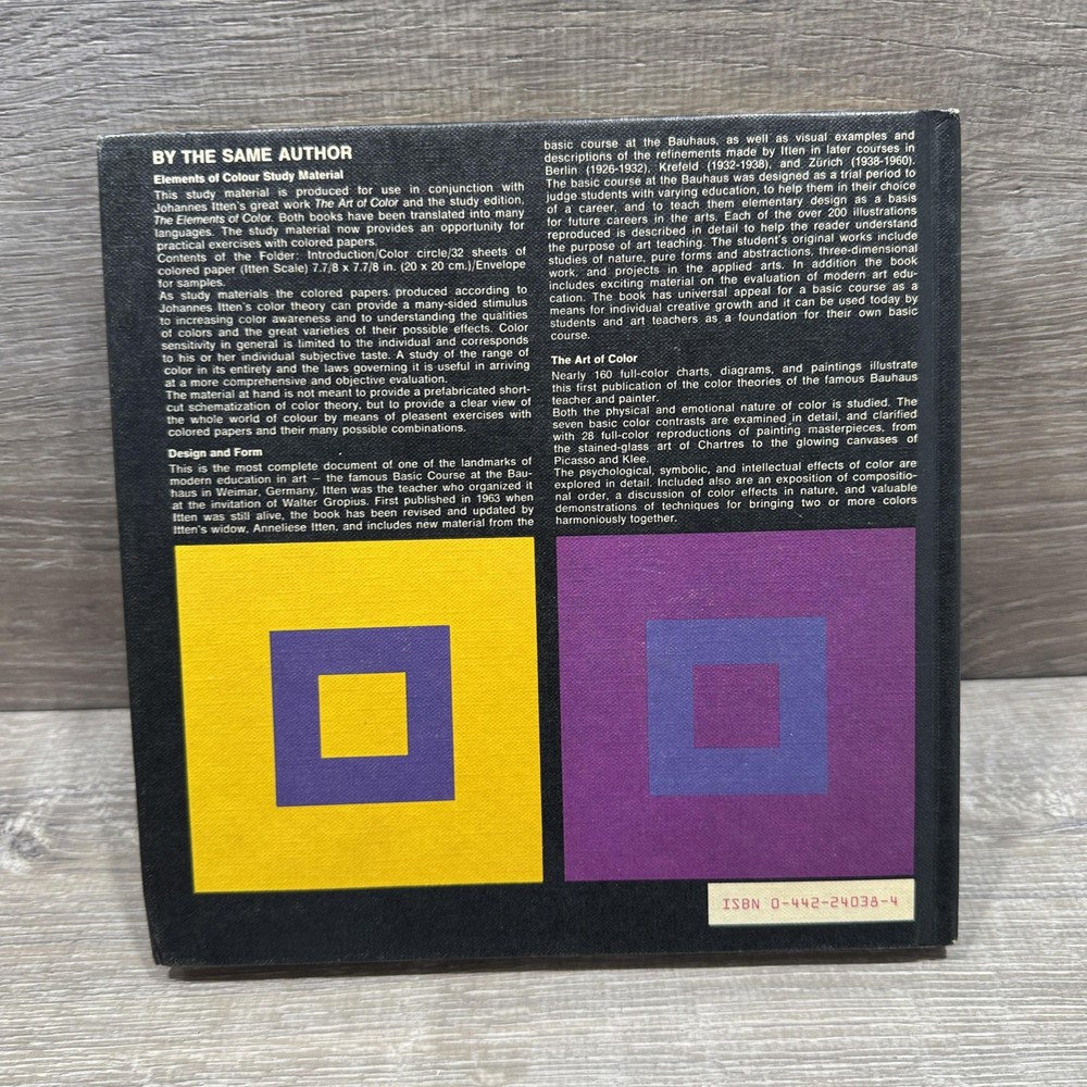 Vintage Elements Of Color Johannes Itten Van Nostrand Reinhold Black HC 1970