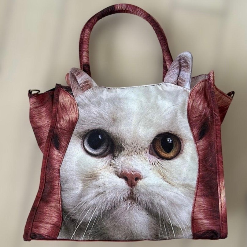 Achachum unique Hand Bags cat face and doll's face Spacious tote bag MINT-image