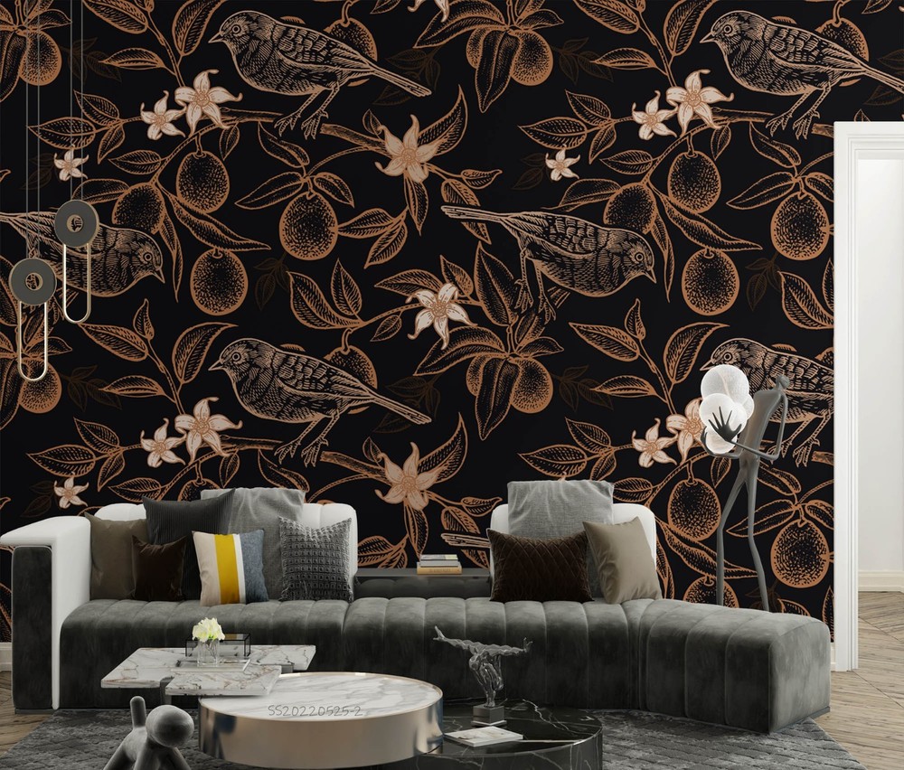 3D Flowers Fruit Bird Pattern Wall Murals Wallpaper Murals Wall Sticker