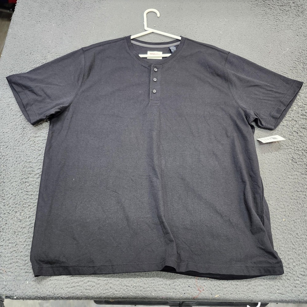 Wrangler Shirt Mens 2XL Gray Short Sleeve Henley Tee Authentics Casual