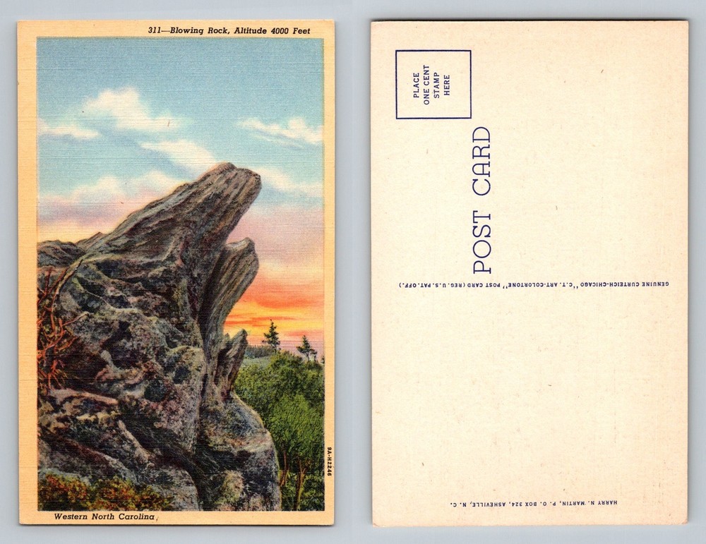 Blowing Rock, NC-North Carolina, Sunset Cliff Formations Vintage Postcard