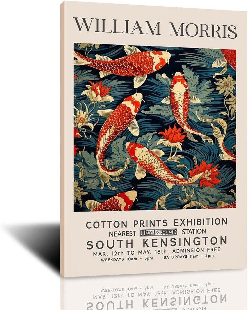 William Morris Poster Vintage Wall Art Textiles Art Vintage Poster Koi Fish
