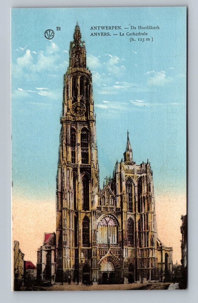 Belgium- Antwerp The Cathedral Old Postal PC Standard Souvenir Vintage Postcard