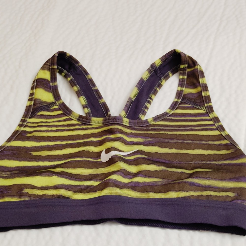 Nike Dri-FIT Women's Purple Yellow Striped Racerback Sports Bra XS