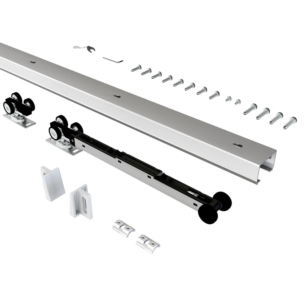 5FT Commercial Grade Pocket Door Hardware and Track Set with Soft Close Mecha...