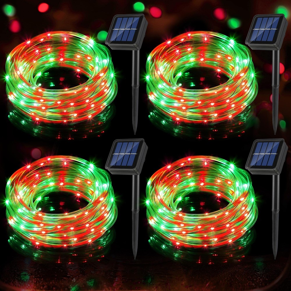 Solar Christmas Rope Lights Outdoor, 33 ft 100 LED 8 Modes Solar String Light...