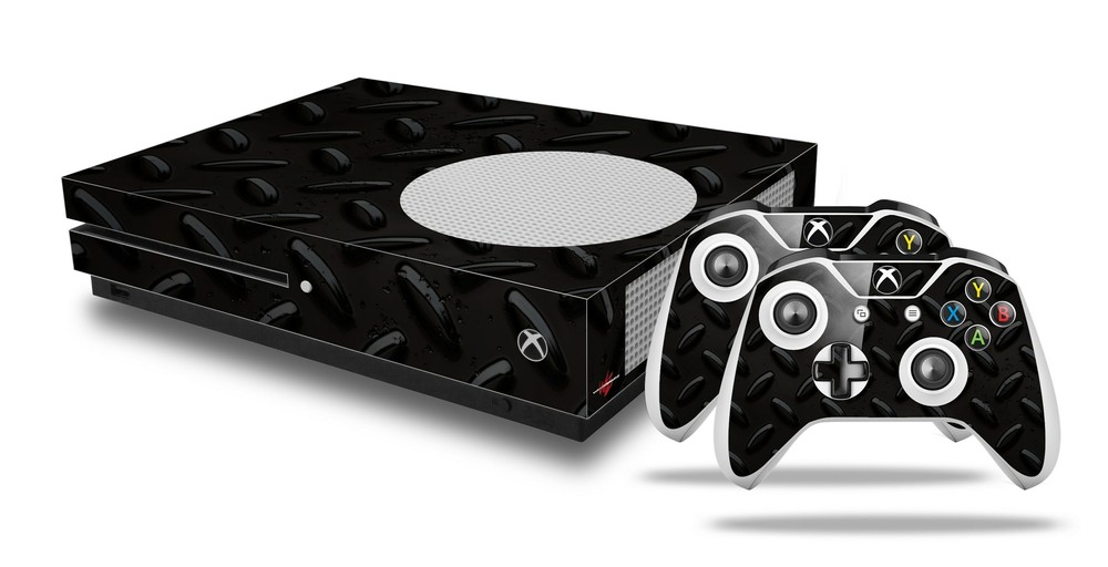 Skin XBOX One S Console Controller Diamond Plate Metal 02 Black