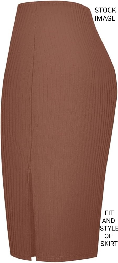 Urban Coco Women's ( Size S) Brown Midi Bodycon Pencil Skirt  Sweater Slit Knit