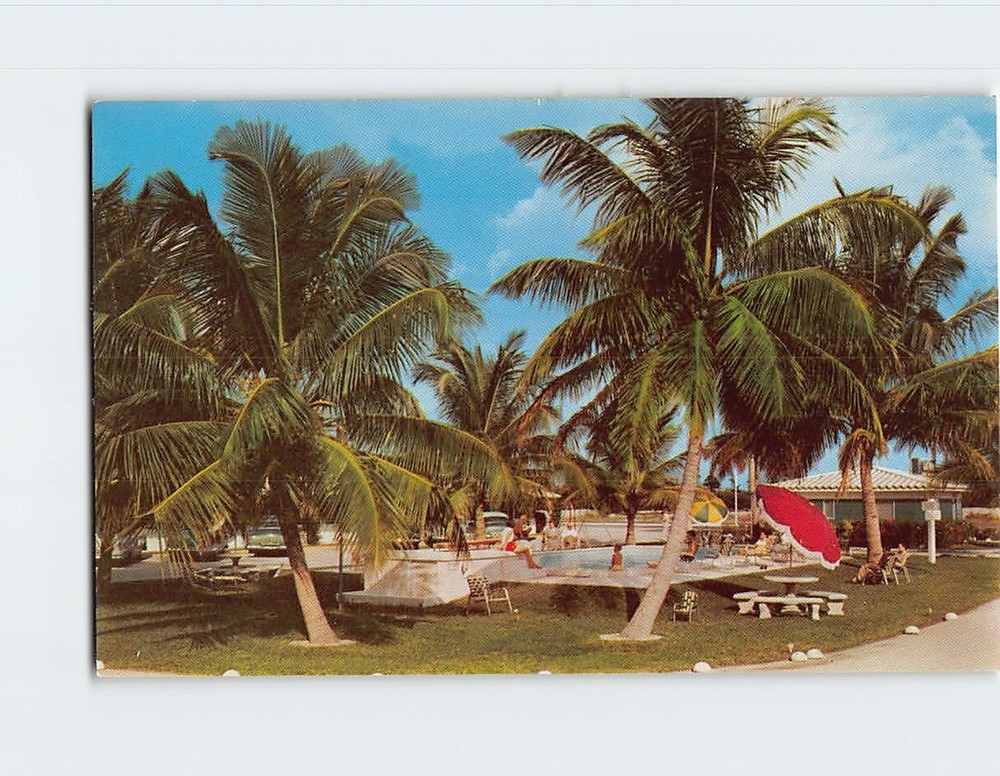 Postcard Patio of the Gateway Motel Fort Lauderdale Florida USA