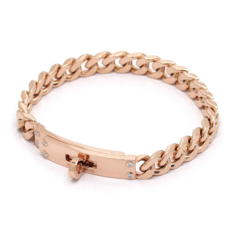 Hermes Kelly Gourmet Bracelet XS K18PG Diamond Chain Pink Gold Approx 24.1g 2428