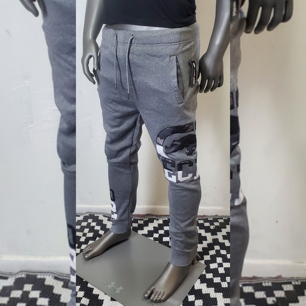 ECKO UNLTD FLEECE JOGGER PANT MEN WITH POCKET GREY SIZE M EMBROIDERED RHINO LOGO