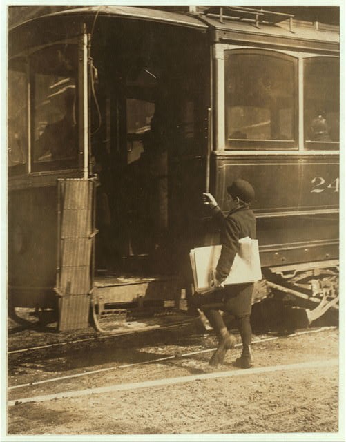 Buffalo New York 1910 Donato Dandrea Newsboy Hopping Streetcar Papers
