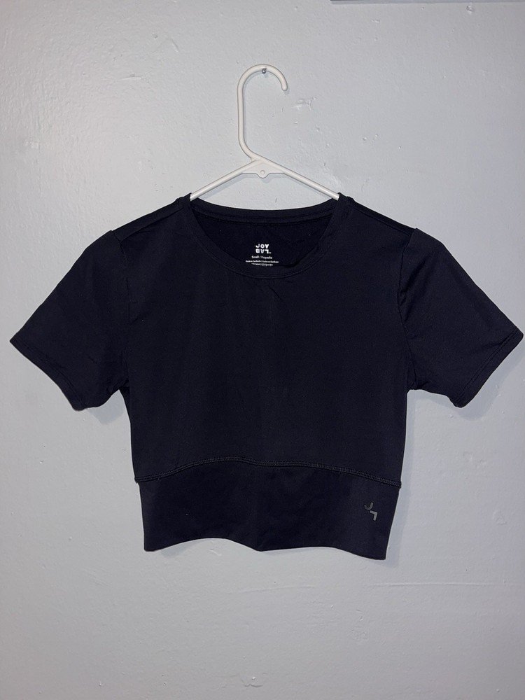JoyLab Women's Cropped Fit Short Sleeve Tee Black Size S