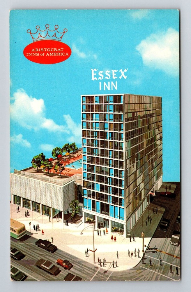Chicago IL-Illinois, Essex Inn, Aerial Scenic View, Vintage Postcard