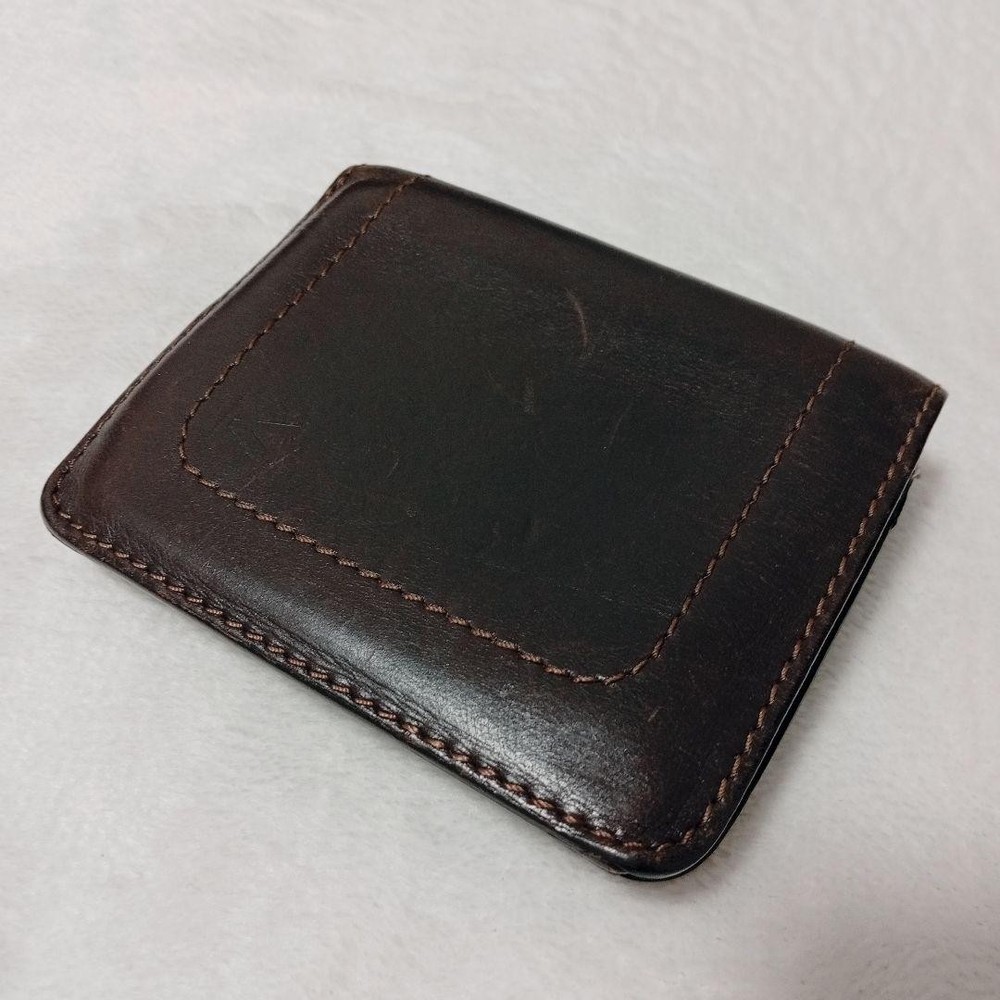 Louis Vuitton Dark Brown Leather Compact Folding Wallet Luxury New